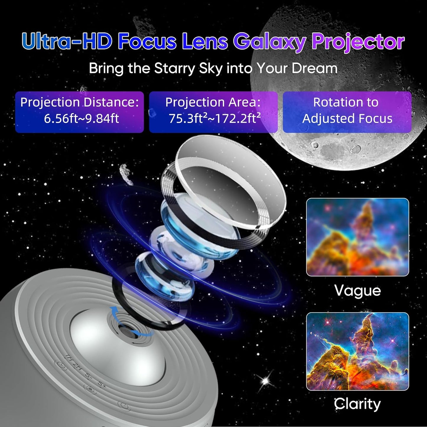 Galaxy Projector for Bedroom,13 in 1 Star Projector with Timer and 3 Button Control 360° Rotating Planetarium Ceiling Night Light Projector for Kids,Adult,Gifts,Ceiling,Bedroom Room Decor