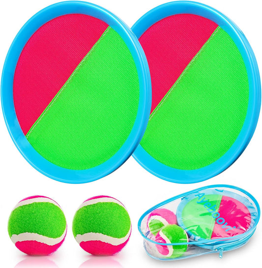 Ayeboovi Toss and Catch Paddle Ball Game Outdoor Beach Pool Sand Toys Outside Lawn Yard Games for 3 4 5 6 7 8 9 10 11 12 Year Olds Girls Boys Toys Birthday Gift (2 Paddles 2 Balls)