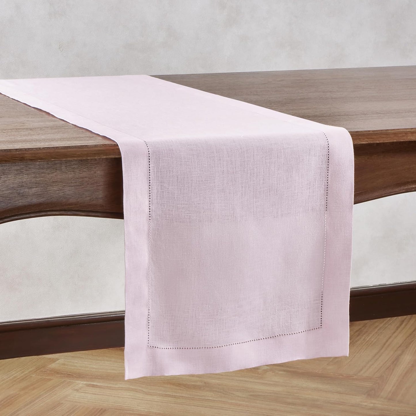 Pink Table Runner 90 inches Long – 100% Pure Linen Hemstitch 14 x 90 Inch Table Runner for Dining, Spring, Summer, Wedding Decorations, Gift – Elara
