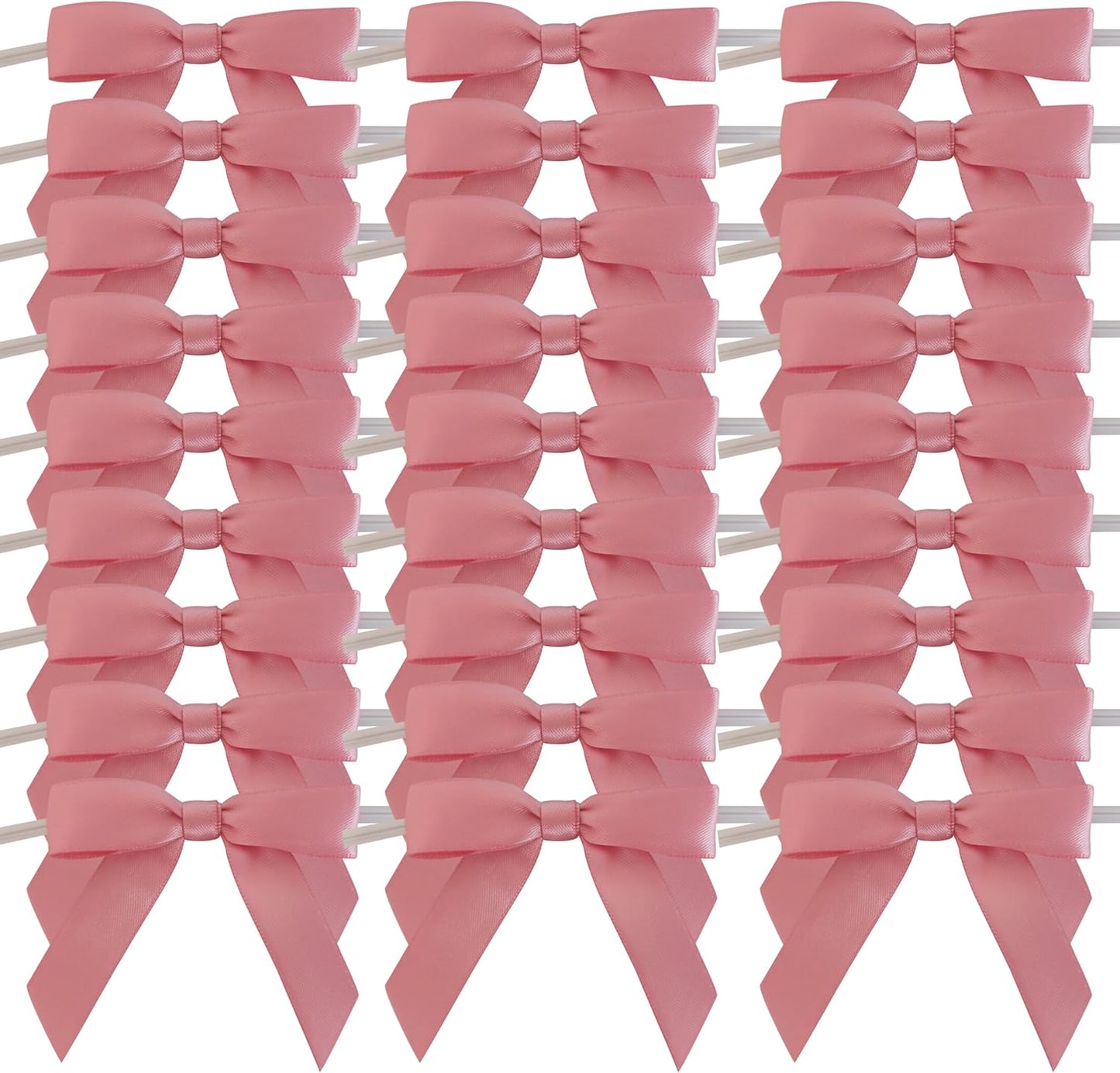 50pcs 2-1/2" Rose Gold Satin Ribbon Bows with Twist Ties Pink Satin Ribbon Bows for Candy Party Decoration Gift Packing Wrapping Accessories(2.5“,Rose Gold)