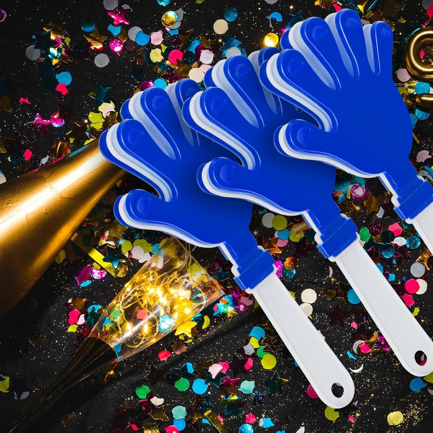 8 Pcs Hand Clappers Noisemakers 7.5 Inch Clappers Noisemakers Plastic Hand Clappers for Birthdays Game Football Sporting Events Cheers Supplies Dance Basketball Football Noisemakers(Blue and White)