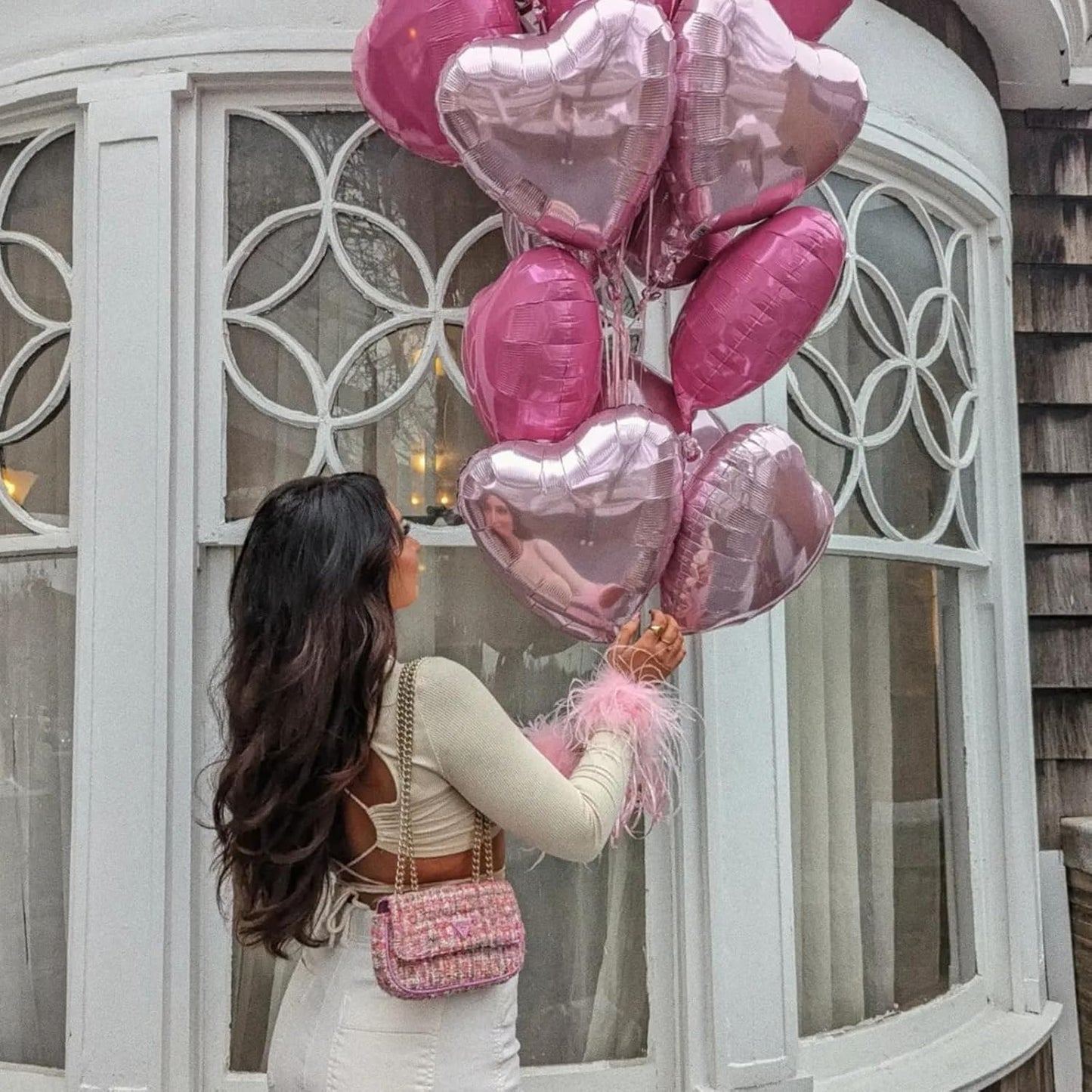 Biapian Pink Foil Heart Balloons, 10PCS Pink Heart Shape Balloons, Valentines Balloons 18inch Pink Love Foil Balloons for Helium Birthday Decorations for Valentines Day, Wedding Party, Anniversary