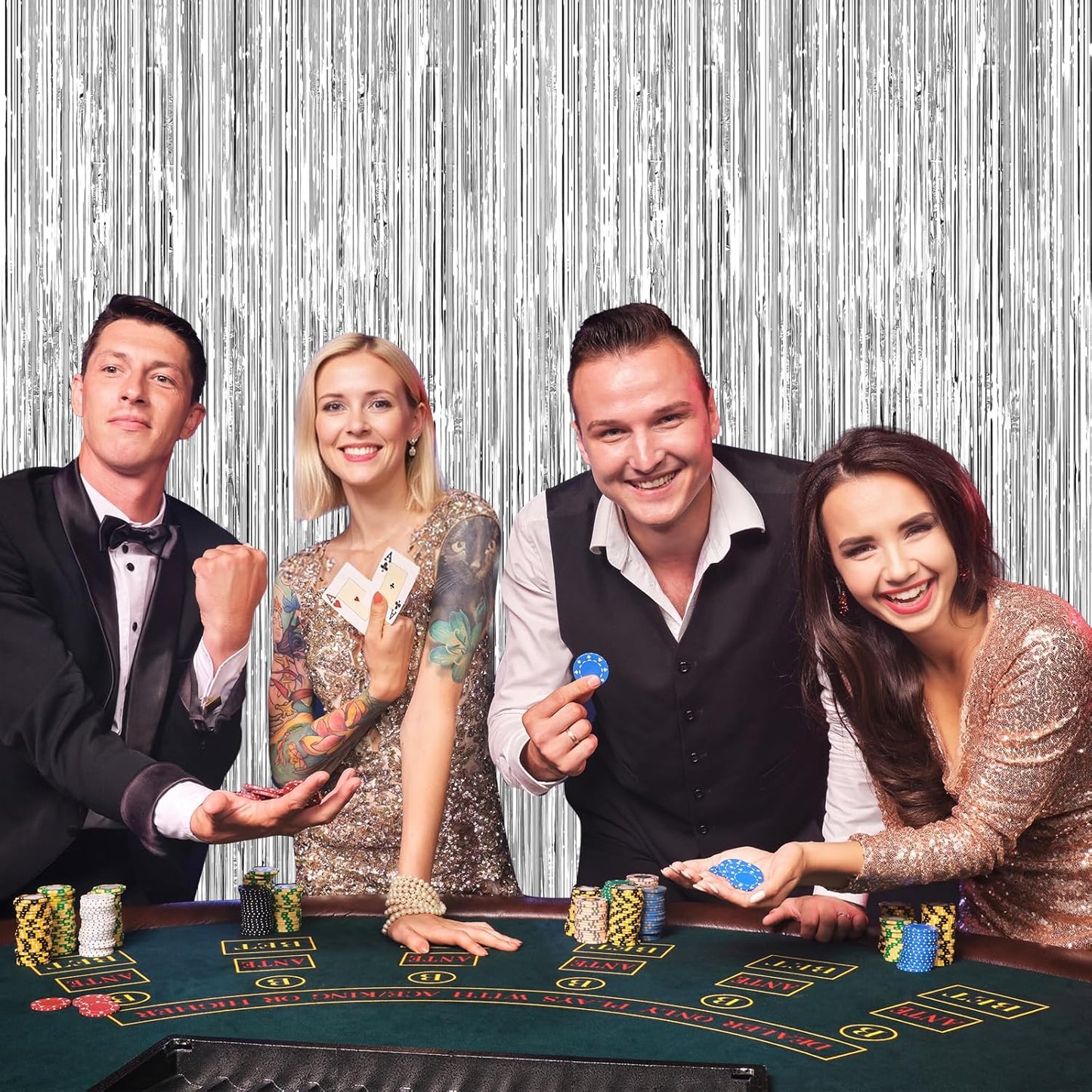 Silver Foil Curtain Backdrop, 2Pack Silver Metallic Tinsel Foil Fringe Curtains Photo Booth Props for Birthday Wedding Engagement Bachelorette Baby Shower Christmas Celebration Disco Party Decorations