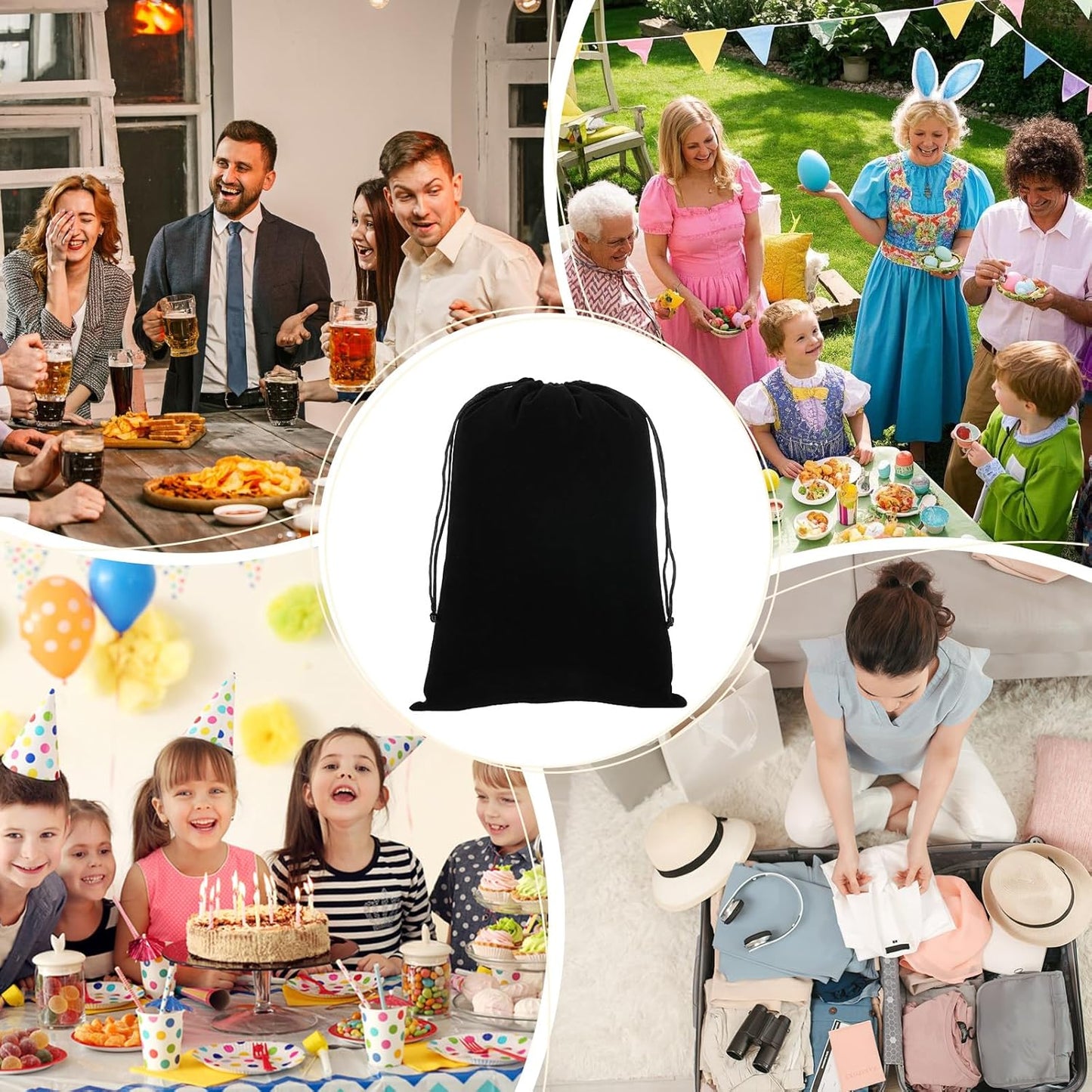 Velvet Drawstring Jewelry Bag, 50Pcs Black Dice Bag, 7x10 Tarot Card Holder, Or Wrapping Halloween Party Favors, Small Bussiness, Toys, Board Game