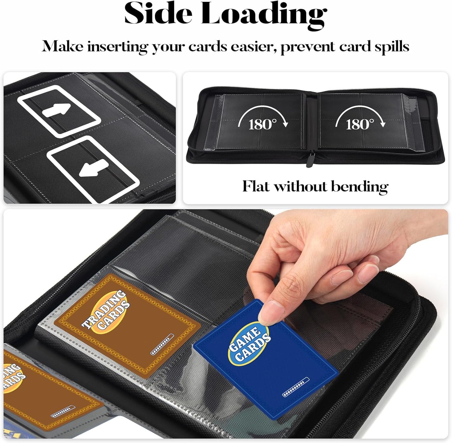 Premium 4 Pocket Zip Card Binder, Trading Card Binder for 320 Cards, Portable PU Card Collection Binder, Collector Card Album Folder for MTG, TCG, Sports Cards, Game Cards (Pink)