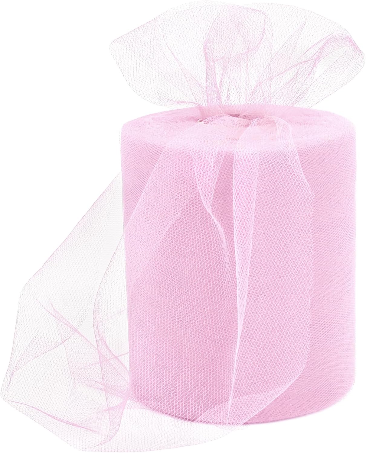 6 Inch × 100 Yards(300 Feet) Tulle Mesh Ribbon Light Pink Tulle Fabric Ribbon Roll Netting Spool for Tutu Skirt DIY Craft Wedding Home Decor Party Gift Wrapping Ornaments