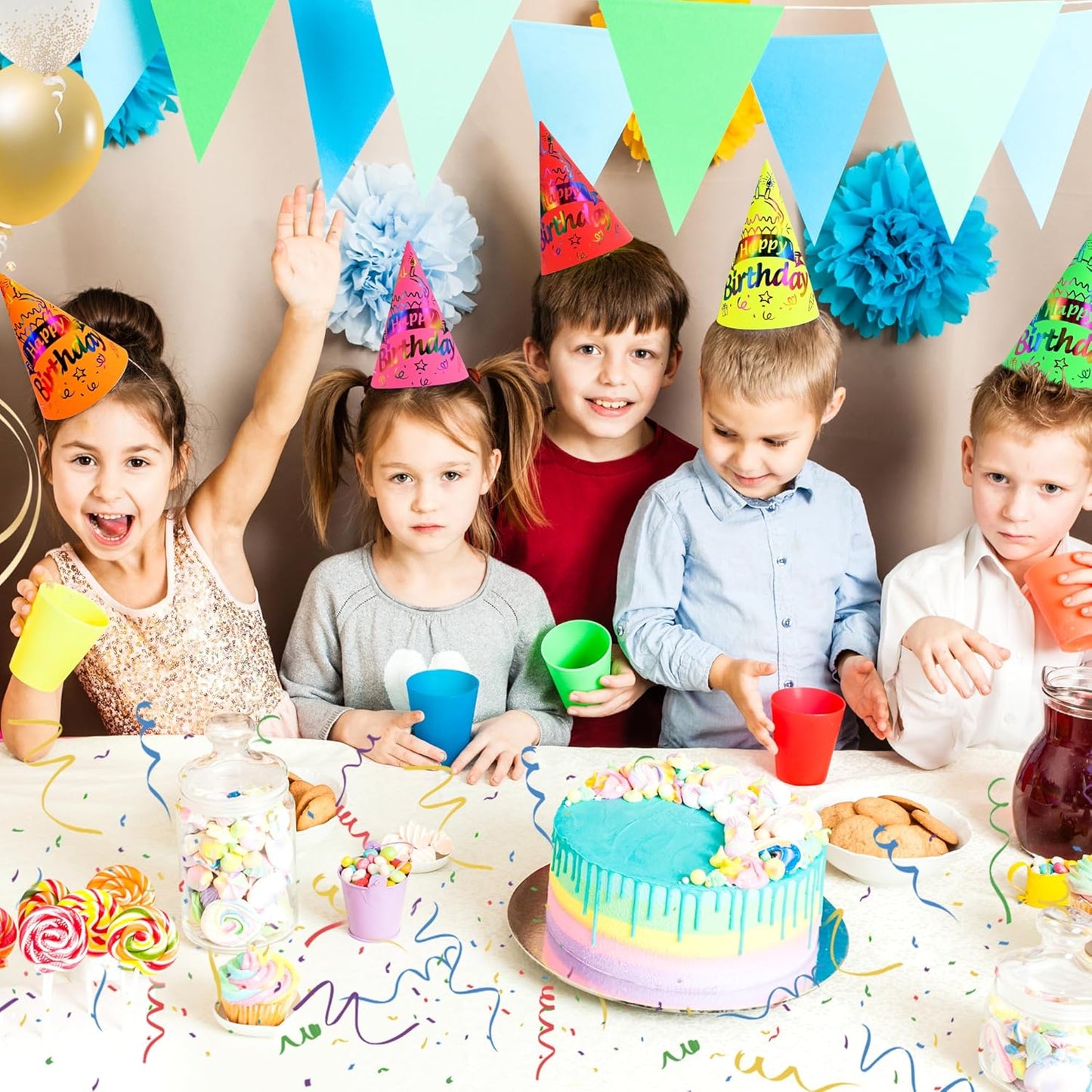 CANREVEL Party Hats for Kids and Adults, Party Headwear, Happy Birthday Hats, Birthday Party Decorations