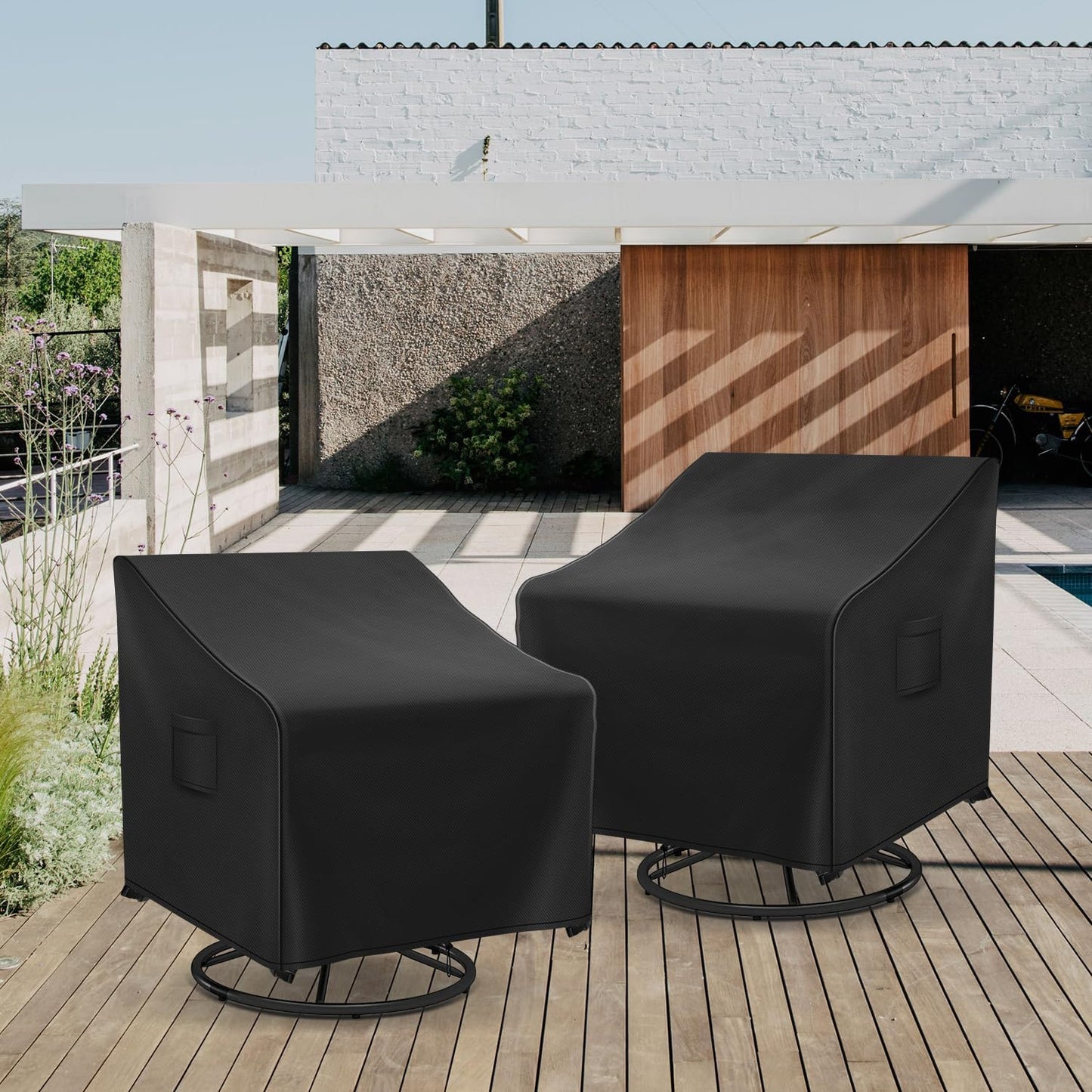 Outdoor Swivel Chair Covers Waterproof, Outdoor Rocking Chair Covers 2 Pack, Patio Chair Covers for Outdoor Furniture Fits up to 30W x 34D x 38.5H inches, Black