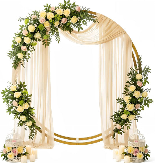 Wedding Arch Draping Fabric 29" x 19Ft Sheer Drapes for Backdrop Wedding Ceremony Reception Ceiling Decor Curtain Baby Bridal Shower Decoration (Champagne, 1 Panel)