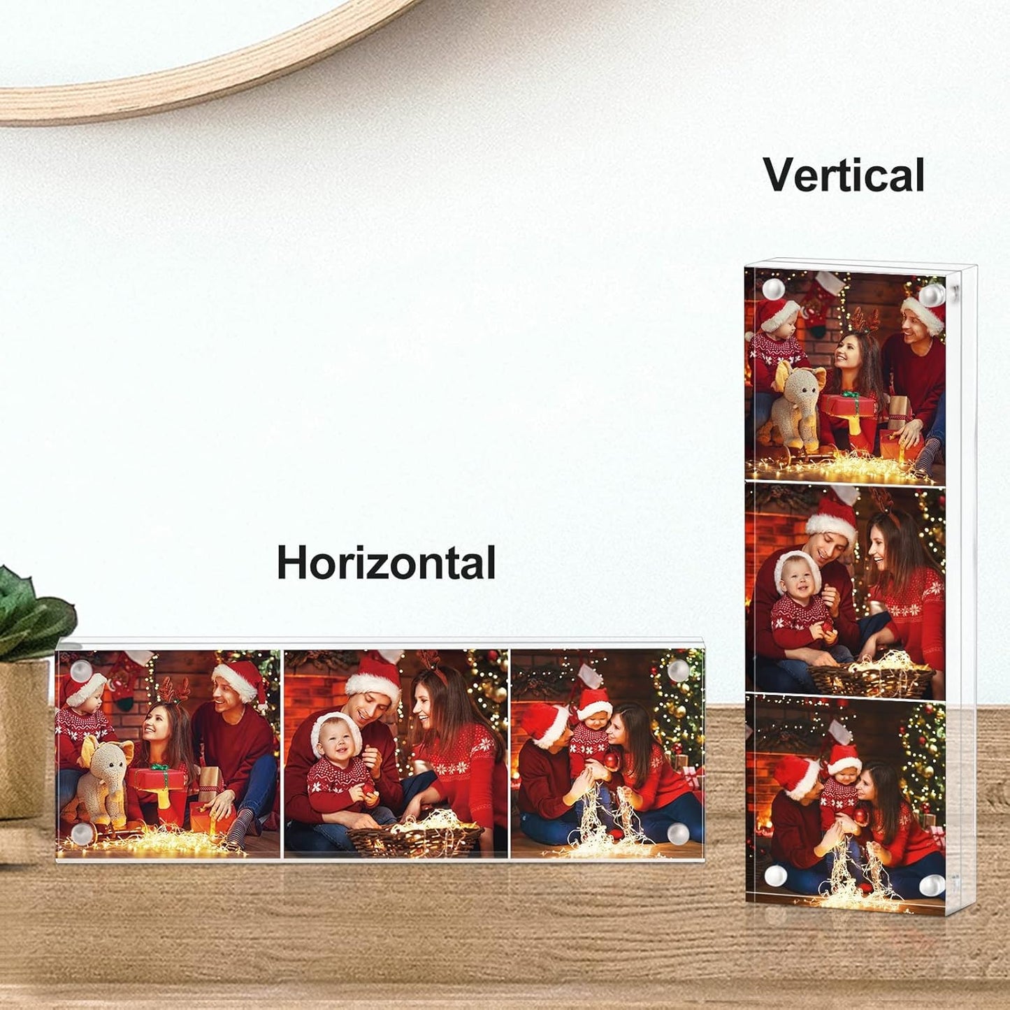 Boxalls 2x6 Inches Acrylic Picture Frames - 5 Pack, Clear Frameless 2x6 Photo Frames with Magnetic, Double Sided Transparent Desktop Frame (5 Pack)