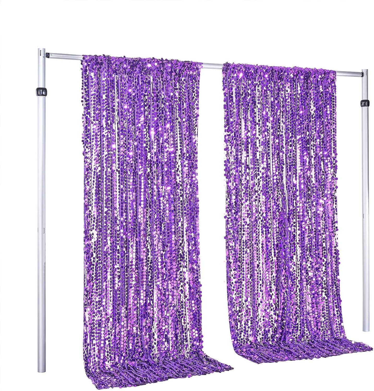 Backdrop Curtains 2 Packs 4x8FT Purple Party Theme Decoration Wedding Sequin Background