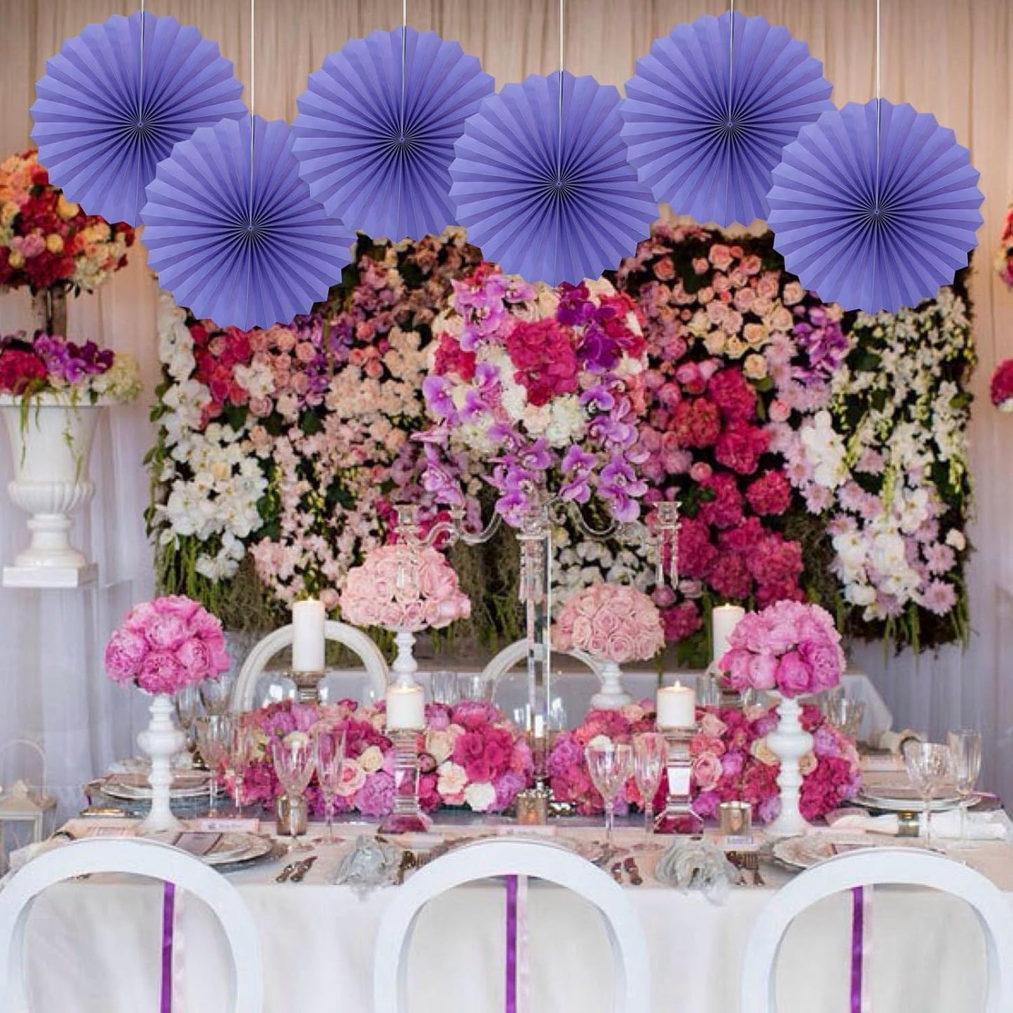 BARTHEW Purple Party Decorations,Purple Bridal Shower Decorations,Halloween Decor Events Accessories,Retirement Decorations Paper Fans Bulk 16in,Anniversary for 30 Color DIY Set(Purple)