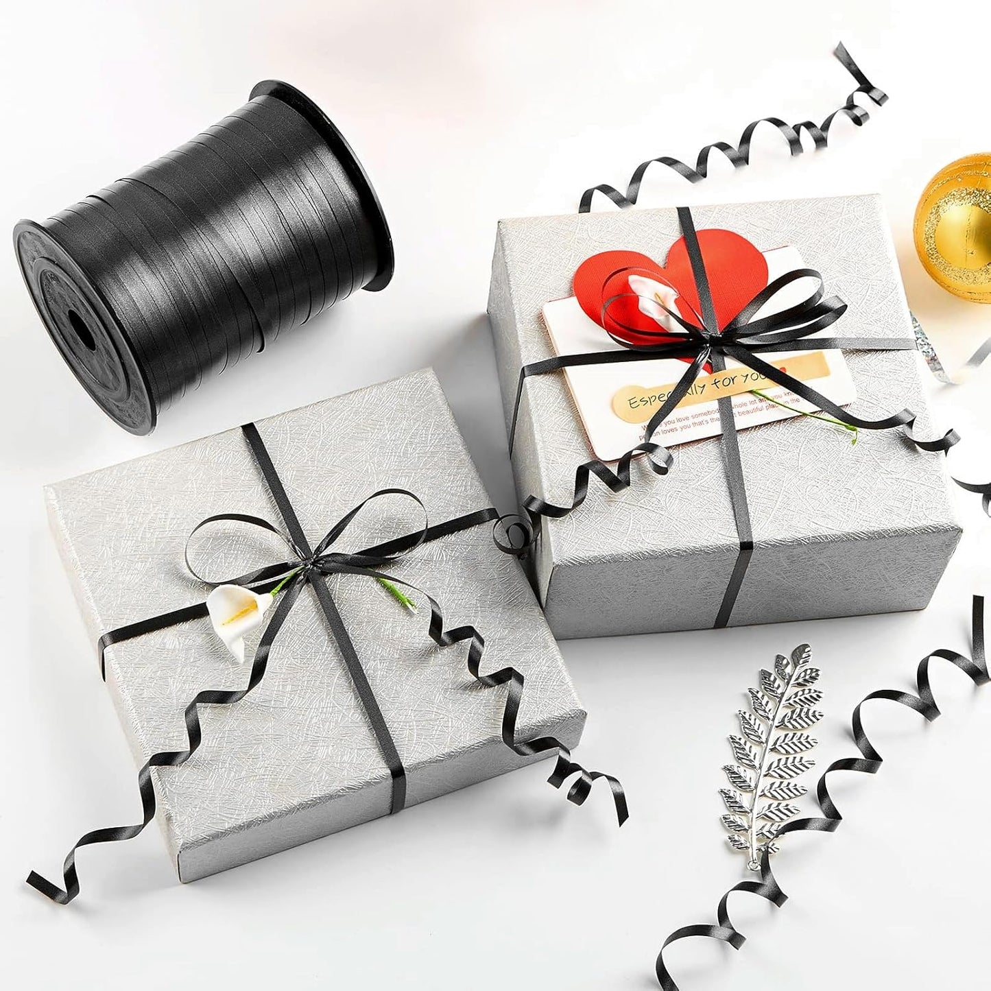 500 Yards Black Curling Ribbon-Balloon String-Balloon Ribbon Roll for Party Decoration, Gift Wrapping, Art Crafts, Florist Flower