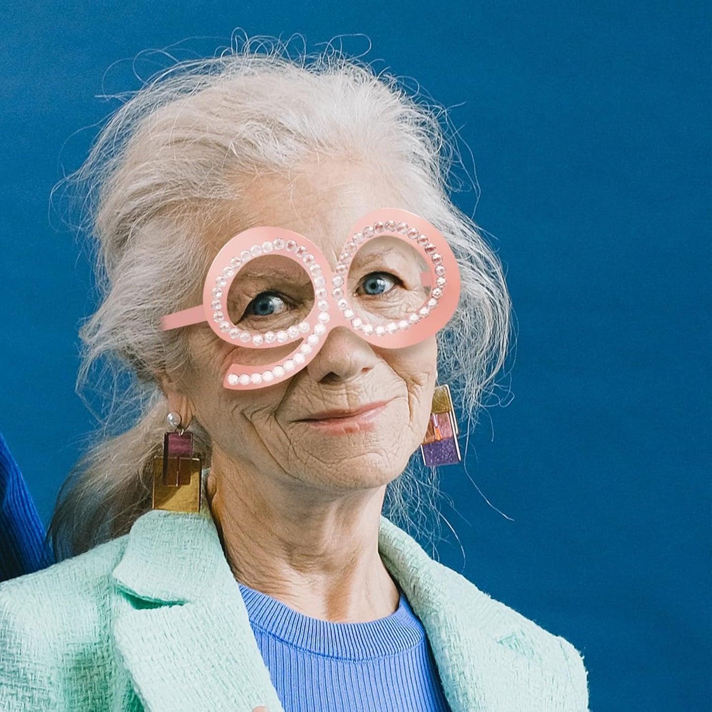 90th Birthday Glasses - 6 Pairs Rose Gold 90 Years Old Glasses with Rhinestones Frame, Funny Plastic Costume Photo Booth Props for 90th Anniversary Party Decorations