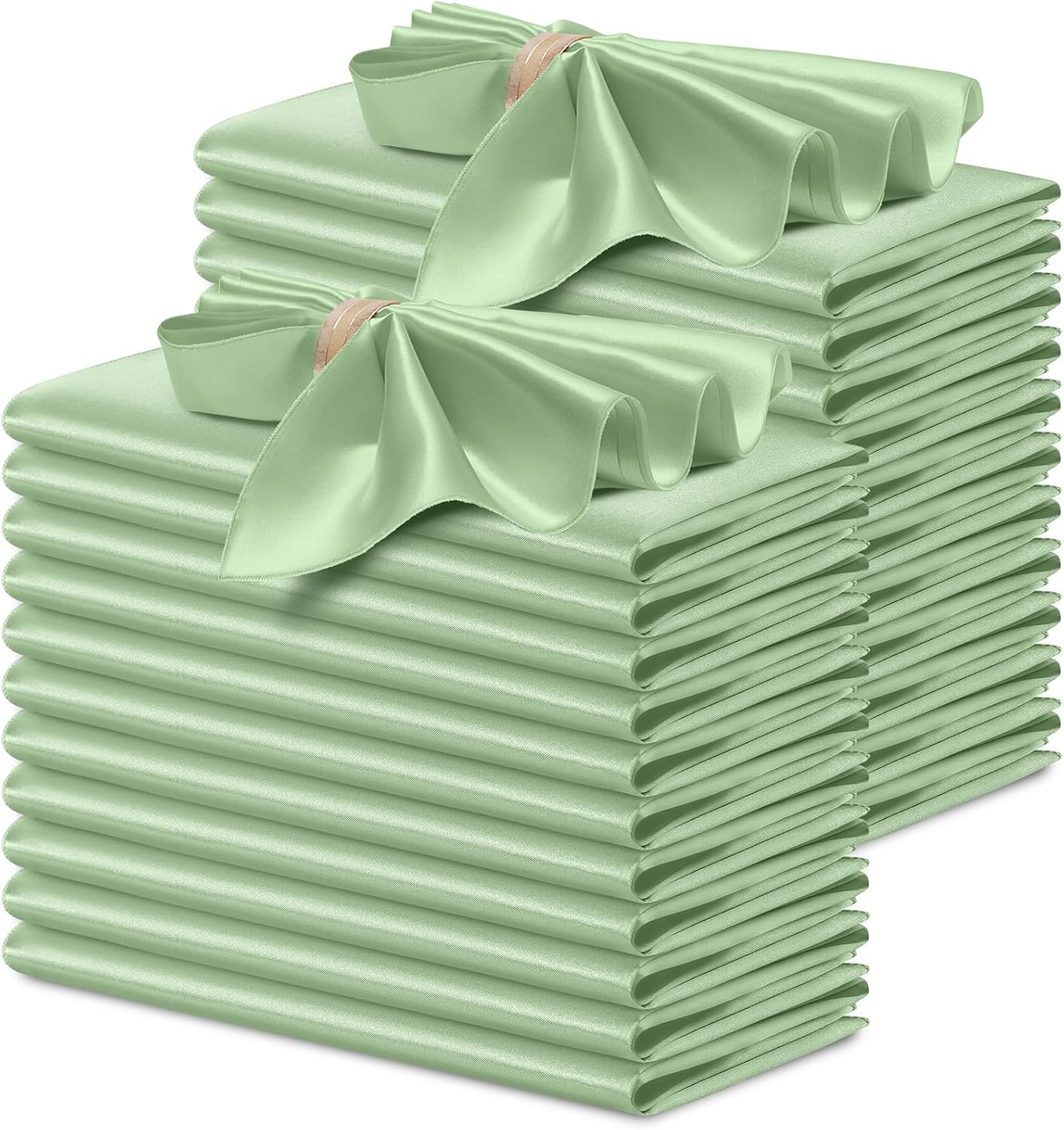 P Pothuiny 24 Pcs Silky Sage Green Satin Napkins 17 x 17 Inches, Square Smooth Wedding Dinner Napkins Satin Cloth Napkins Table Napkins for Banquet Party Restaurant Decor, Thanksgiving, Christmas