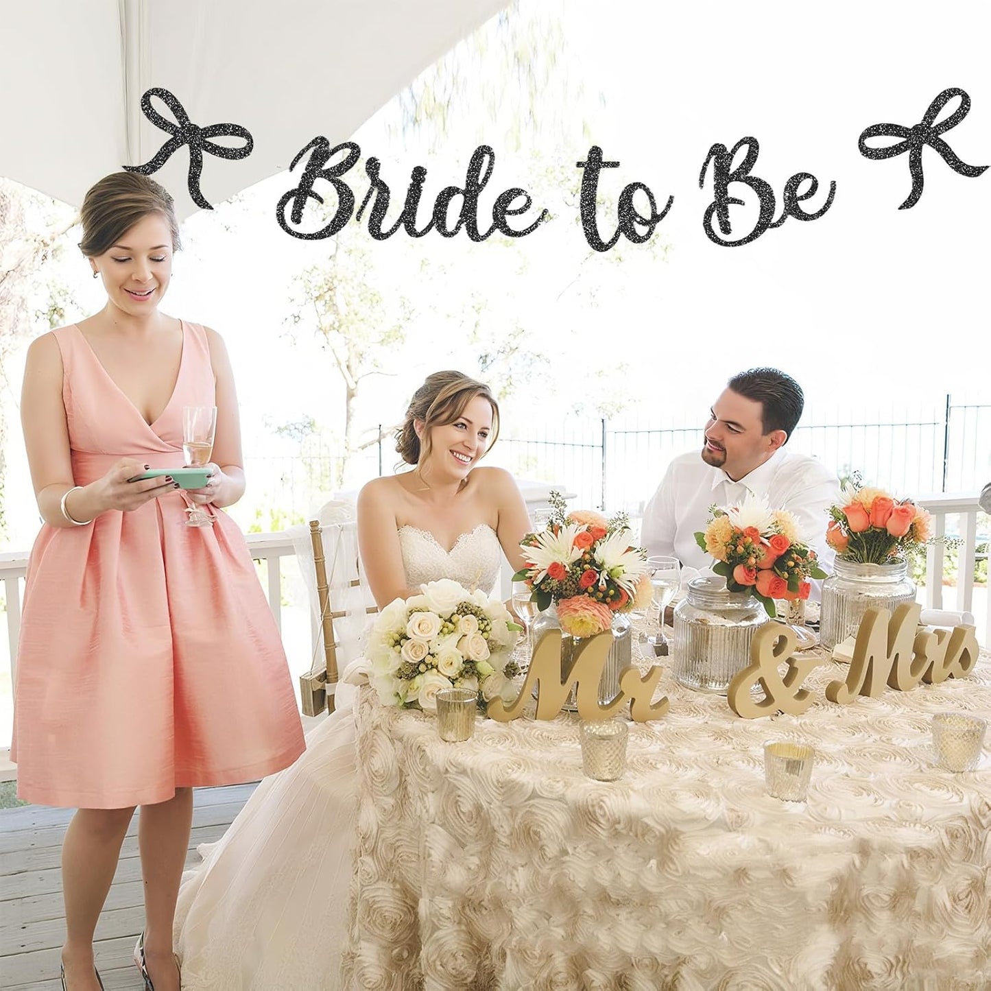 Bride to Be Banner, Black Bride to Be with Bow Glitter Bachelorette Bridal Party Banner BRIDE TO BE Sign for Black Bachelorette Bridal Shower Wedding Engagement Hen Party Decorations