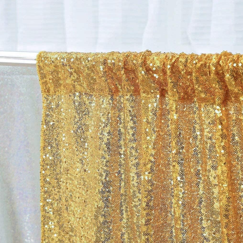 Poise3EHome Gold Sequin Backdrop Curtain, 10Ft x 10Ft Golden Glitter Photography Background Curtains, Sequence Backdrop Drapes for Party Festival Decor