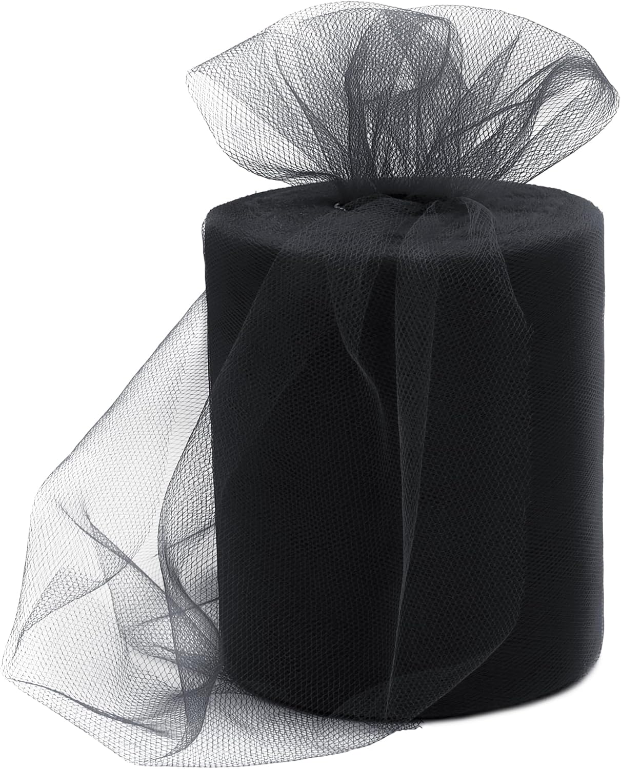 6 Inch × 100 Yards(300 Feet) Tulle Mesh Ribbon Black Tulle Fabric Ribbon Roll Netting Spool for Tutu Skirt DIY Craft Wedding Decor Party Gift Wrapping Ornaments