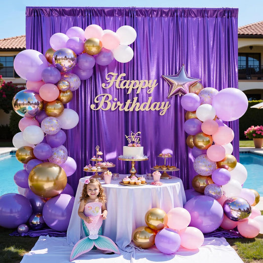 10x10 ft Glitter Purple Backdrop Curtain for Parties, Wrinkle Free Thick Purple Sequin Backdrop, 2 Panels 5×10FT Shimmer Photo Backdrop Drapes for Themed Party Wedding Photographs Background