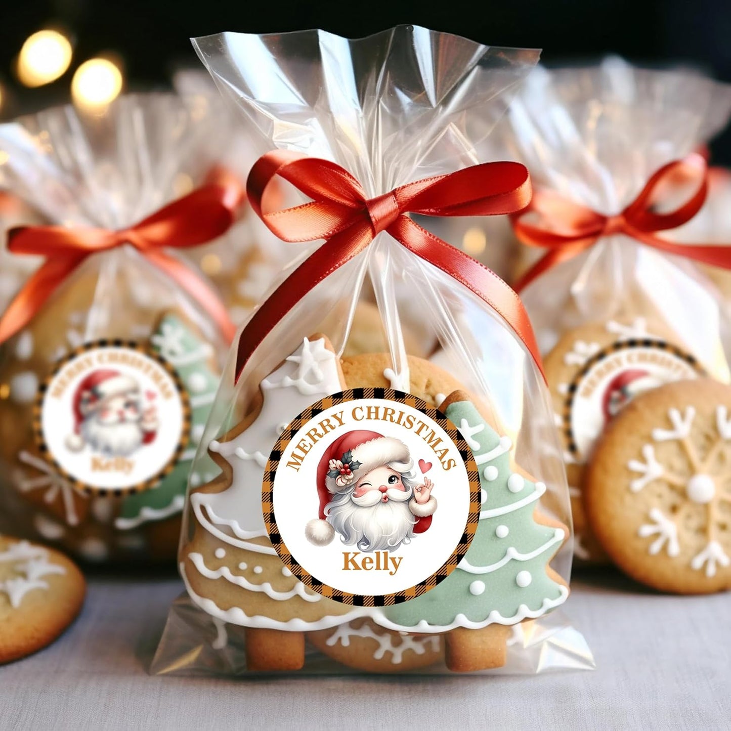 Personalized Christmas Stickers - Custom Name Waterproof Christmas Gift Tags for Gift Box Xmas Holiday Decorations Party Favors - 30 Stickers (Santa Claus)