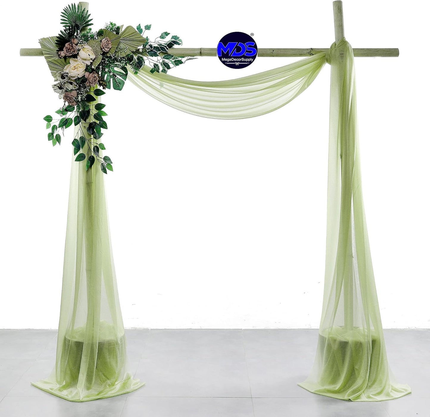 MDS Halloween Chiffon Draping Fabric - 1 Panel, 30" Wide x 100ft Long - Sheer Spooky Arbor & Canopy Drapery for Haunted House Backdrops, Party Ceilings, DIY Costumes & Themed Events - Sage Green