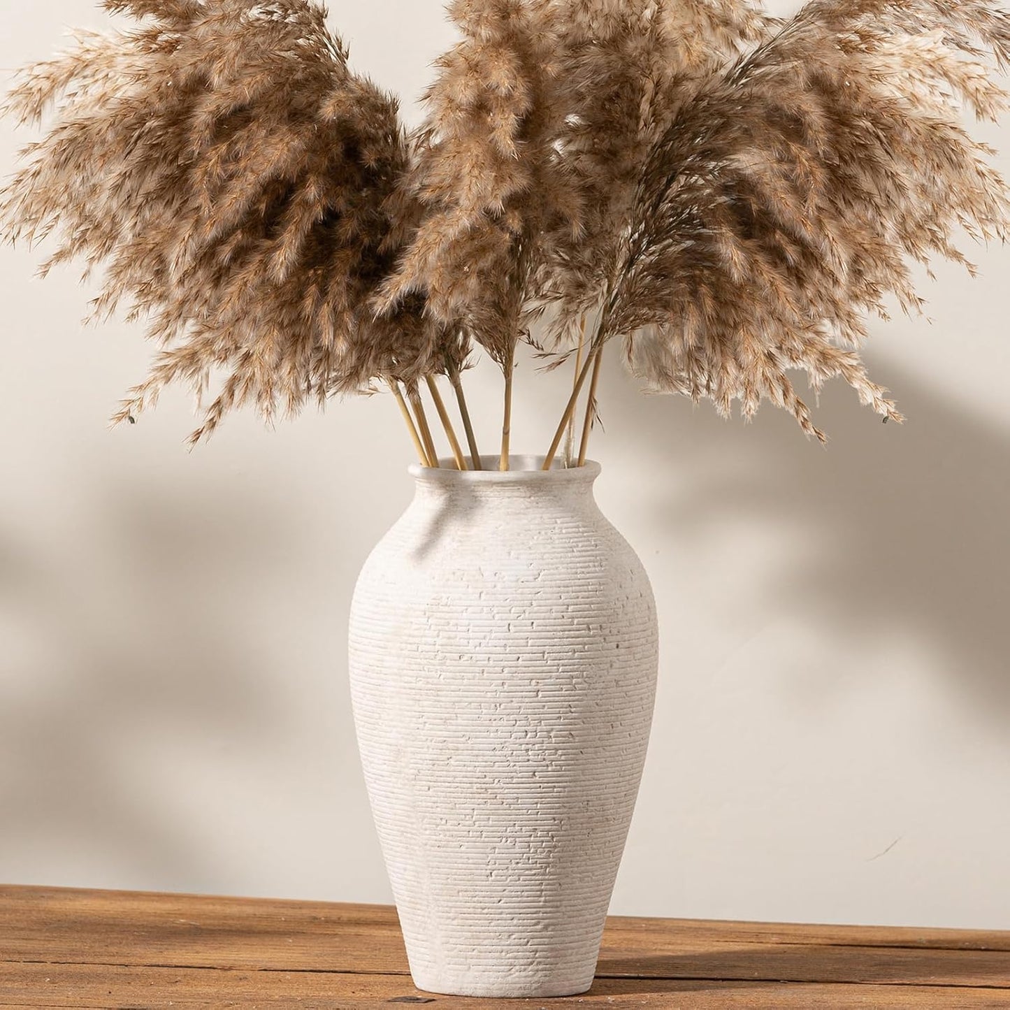 Ceramic Flower Vase Home Decor - Large Tall Farmhouse Table Vases Rustic Vintage Living Room Kitchen Bedroom Decorations for House Book Shelf Office Coffee Desk Dining Fireplace (11" Rustic)