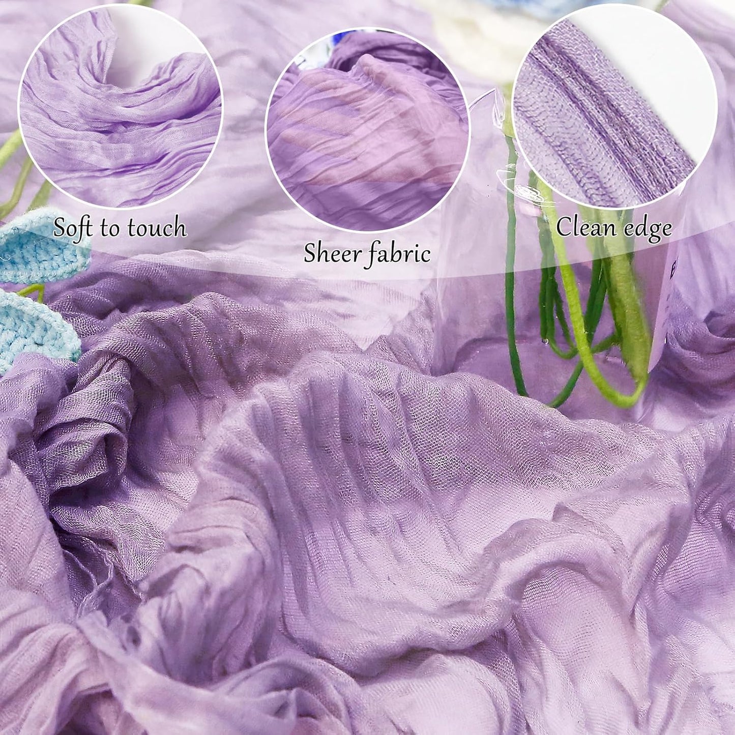 6-Pack Lilac Cheesecloth Table Runners – 10FT (35x120 Inch) Boho Rustic Gauze Fabric Cheese Cloth Table Runner for Weddings, Baby Showers, Bridal Shower, Farmhouse & Birthday Party Decor