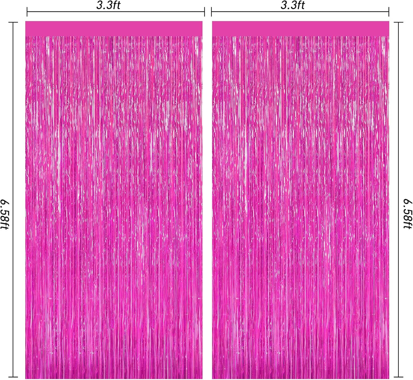 2 Pack Hot Pink Backdrop Curtain, Door Streamers, Party Streamers Decorations Rose Red Birthday Wedding Decorations Foil Fringe Photo Backdrop Party Supplies Fiesta Grad Theme Christmas Decorations