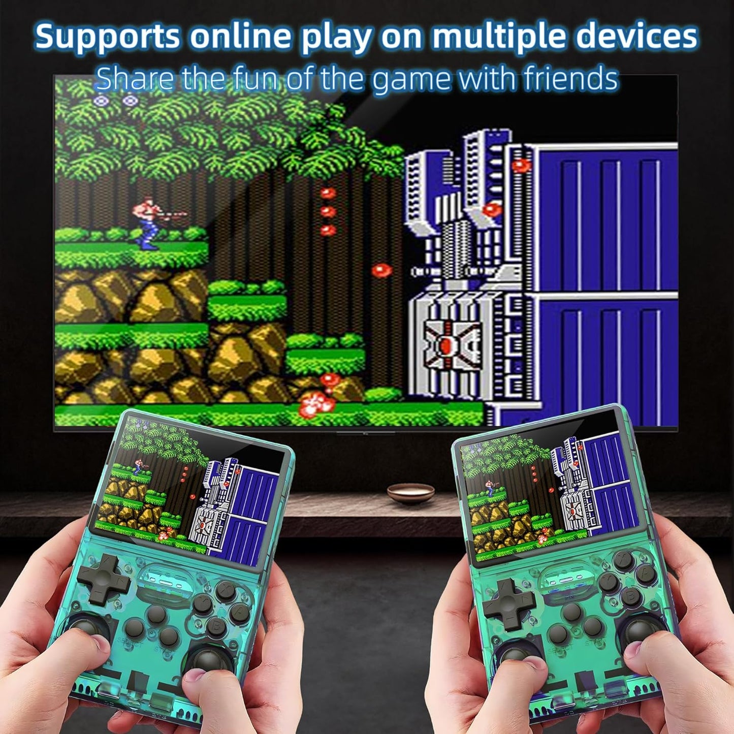 R40S PRO Retro Gaming Console, 30000+ HD Games Handheld Game Console, 3800mAh Rechargeable Mini Retro Video Console with 256GB TF Card, Portable Pocket Arcade (Transparent Green)