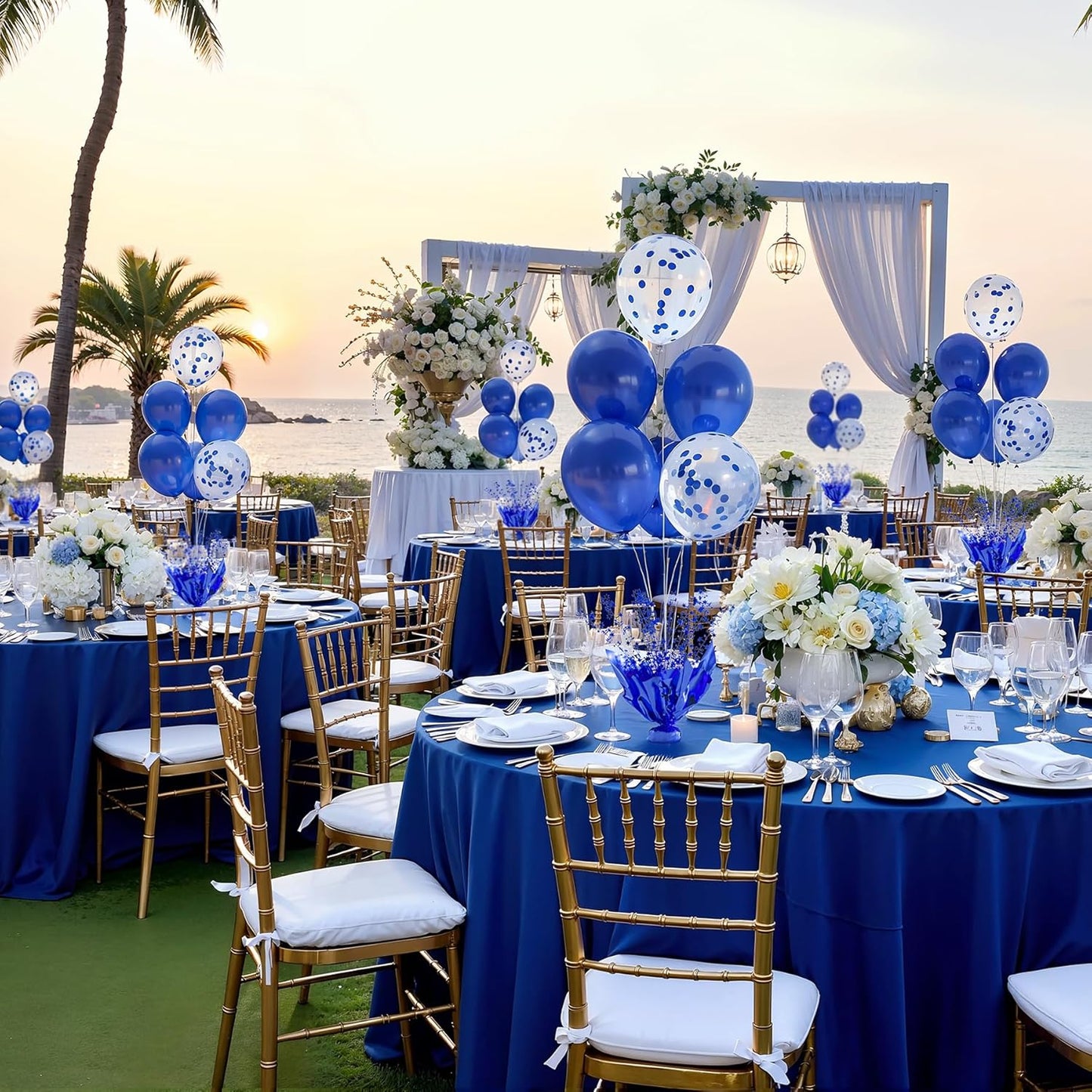 2 Set Blue Balloon Table Centerpieces for Birthday Parties, Balloon Stand Kit with Blue Balloons for Table Decoration