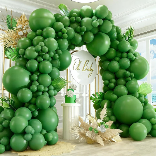 412pcs Sage Green Balloon Garland Arch Kit 18 12 10 5 Inch Different Sizes Matte Latex Olive Balloons for Baby Shower Birthday Wedding Jungle Dinosaur Summer Theme Party Decoration