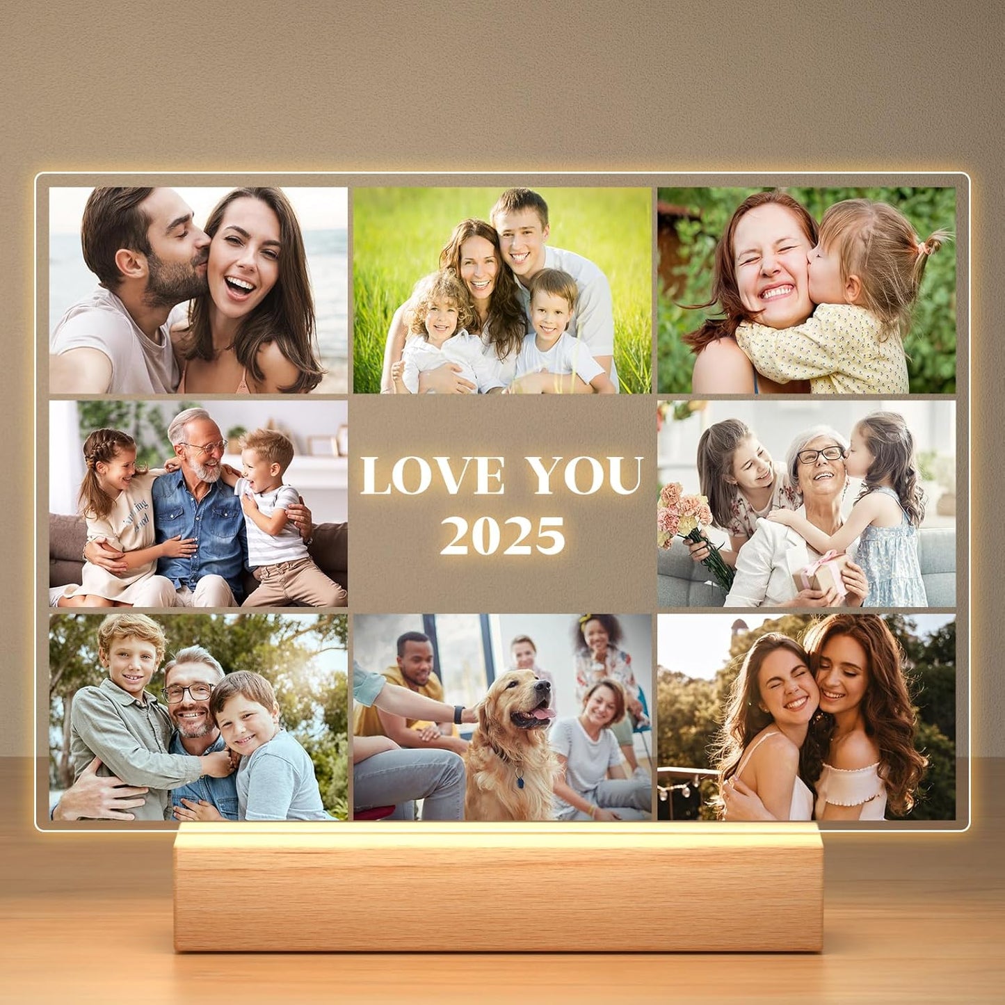 Custom Picture Frames with Photos, Personalized Photo Frame with Night Light, Customized Picture Frame, Personalized Birthday Photo Gifts for Women Men Mom Dad Grandma Grandpa Baby Kid Family Friends