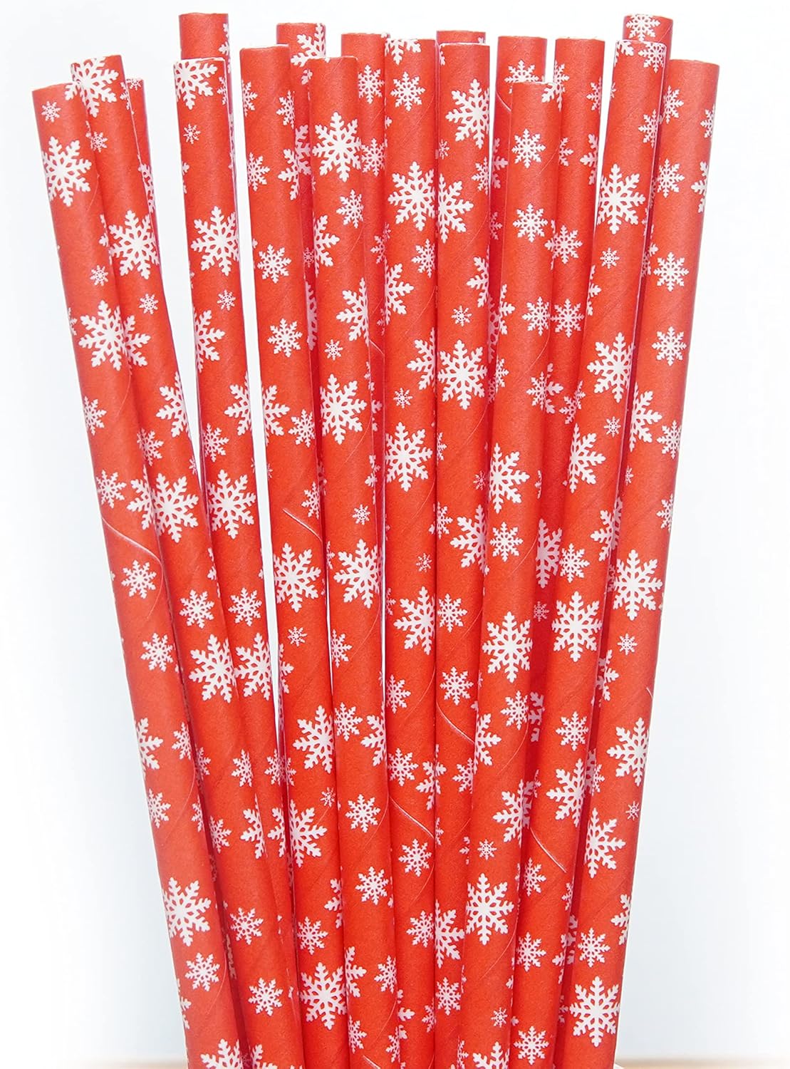 Weemium Christmas Paper Straws - [200 Pack] in 10 Designs - Biodegradable Christmas Straws for Drinking, Party and Crafts
