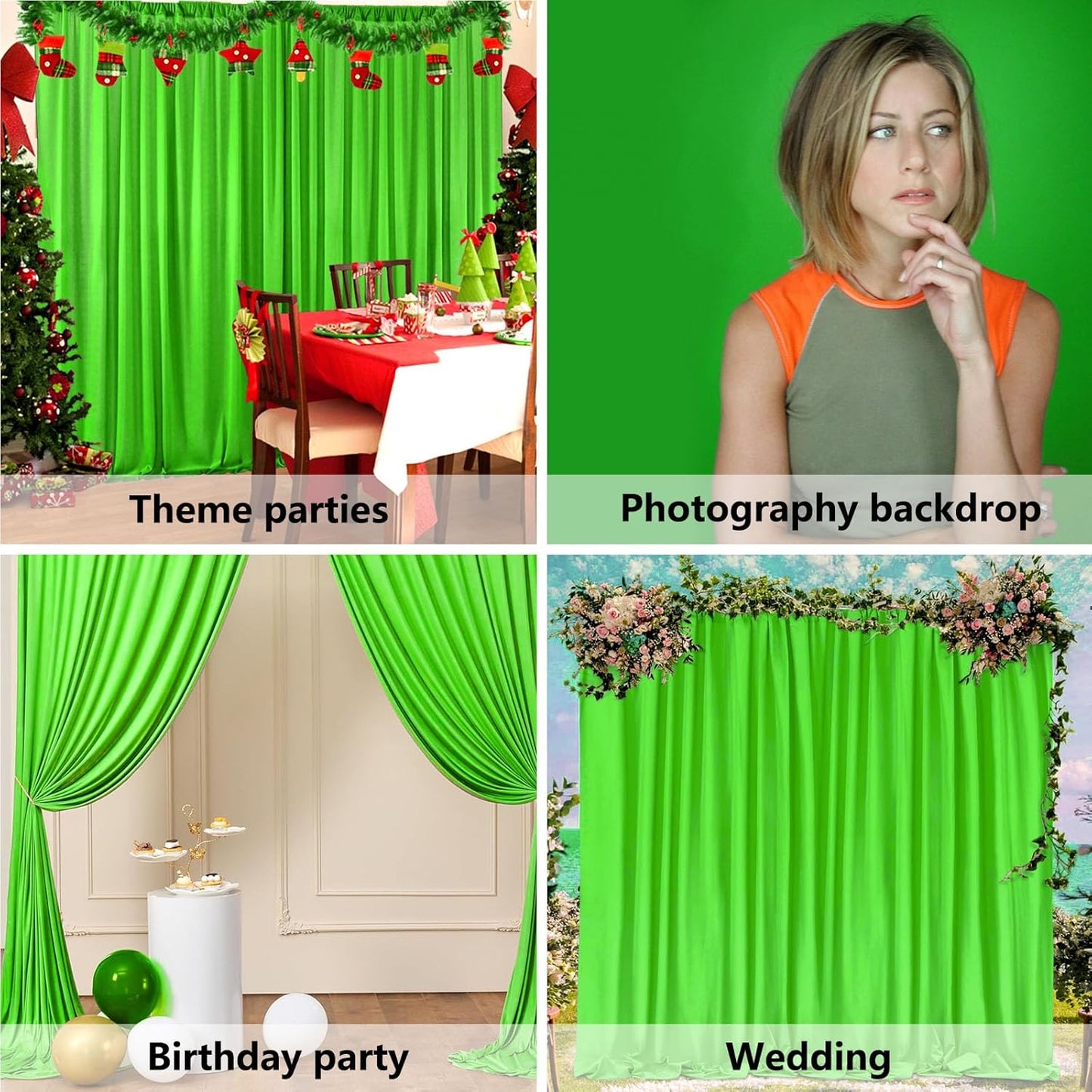 10 x 7 Feet Emerald Green Backdrop Curtain for Partie, Background Curtains for Photoshoot, Birthday, Wedding, Halloween, Thanksgiving, Christmas, New Year Party Decorations 5Ft x 7Ft, 2 Panels