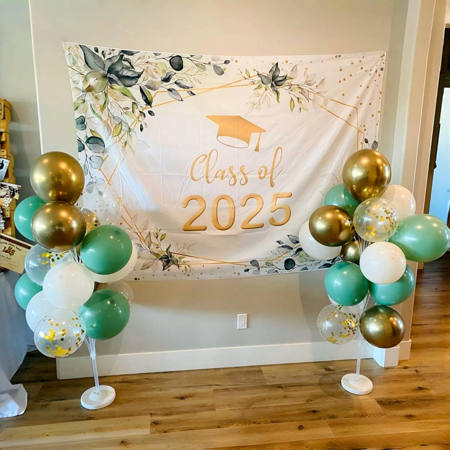 Sage Green and Gold Balloons, 12 Inch Olive Green White Metallic Gold Confetti Latex Balloons Set, Retro Green Gold Balloons for Girls Women Birthday Wedding Jungle Baby Shower Party Decorations