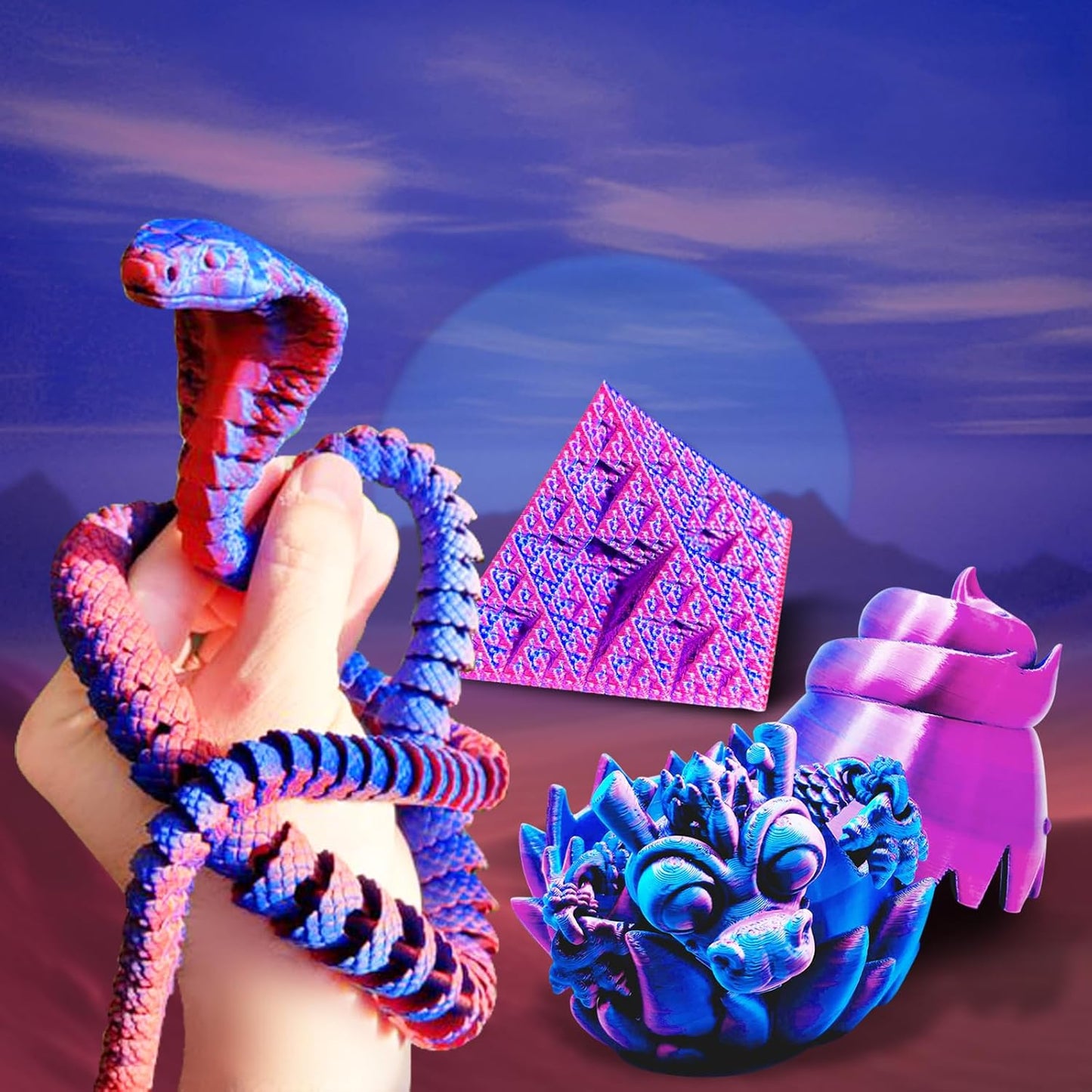 YOUSU Silk PLA Filament 1.75mm, 3D Printer Filament Dual Color Coextrusion Filament Silk Rose-Red Blue Color Change PLA, Compatible with Most of 3D Printer.