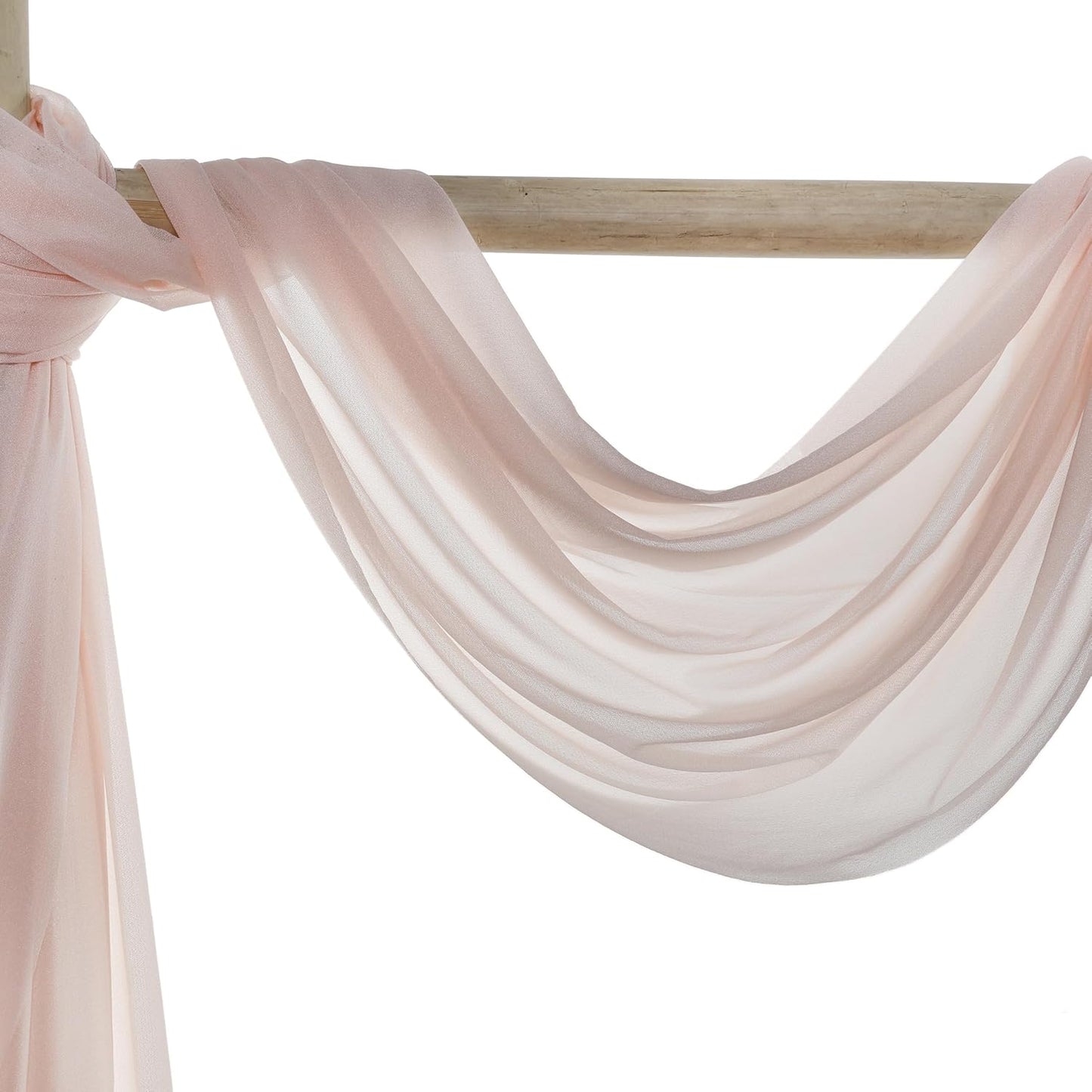 VDS Pack of 2 Panel (30 Inch X 50 Feet) Wedding Arch Draping Fabric Sheer Chiffon Fabric Drapery for Wedding Ceremony Reception Swag Backdrop Canopy Chuppah ARBO Altars Decoration (Nude)