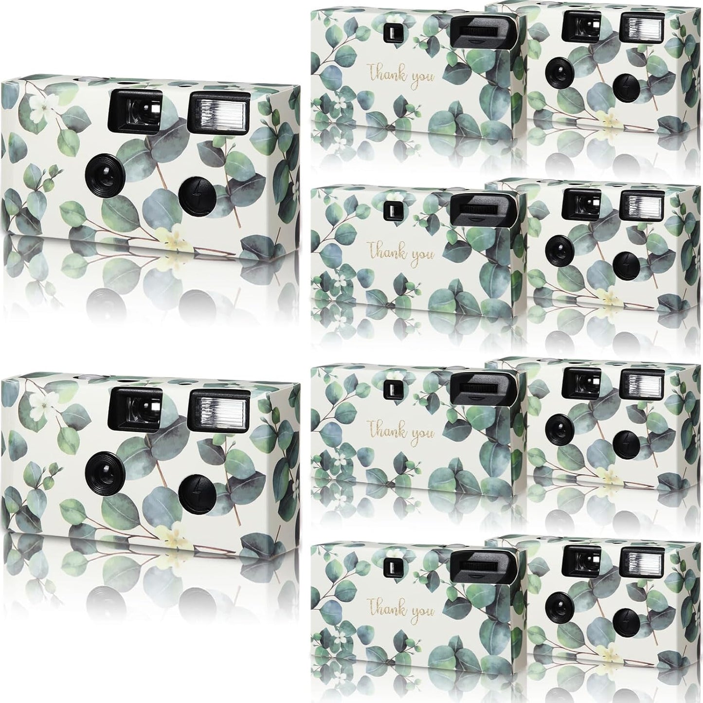 Kanayu 8 Pack Bulk Disposable Camera for Wedding, 35mm Single Use It with Flash Disposable Cameras One Time Photo Tool for Wedding Anniversary Travel Camp Party Supplies(Eucalyptus Leaves)