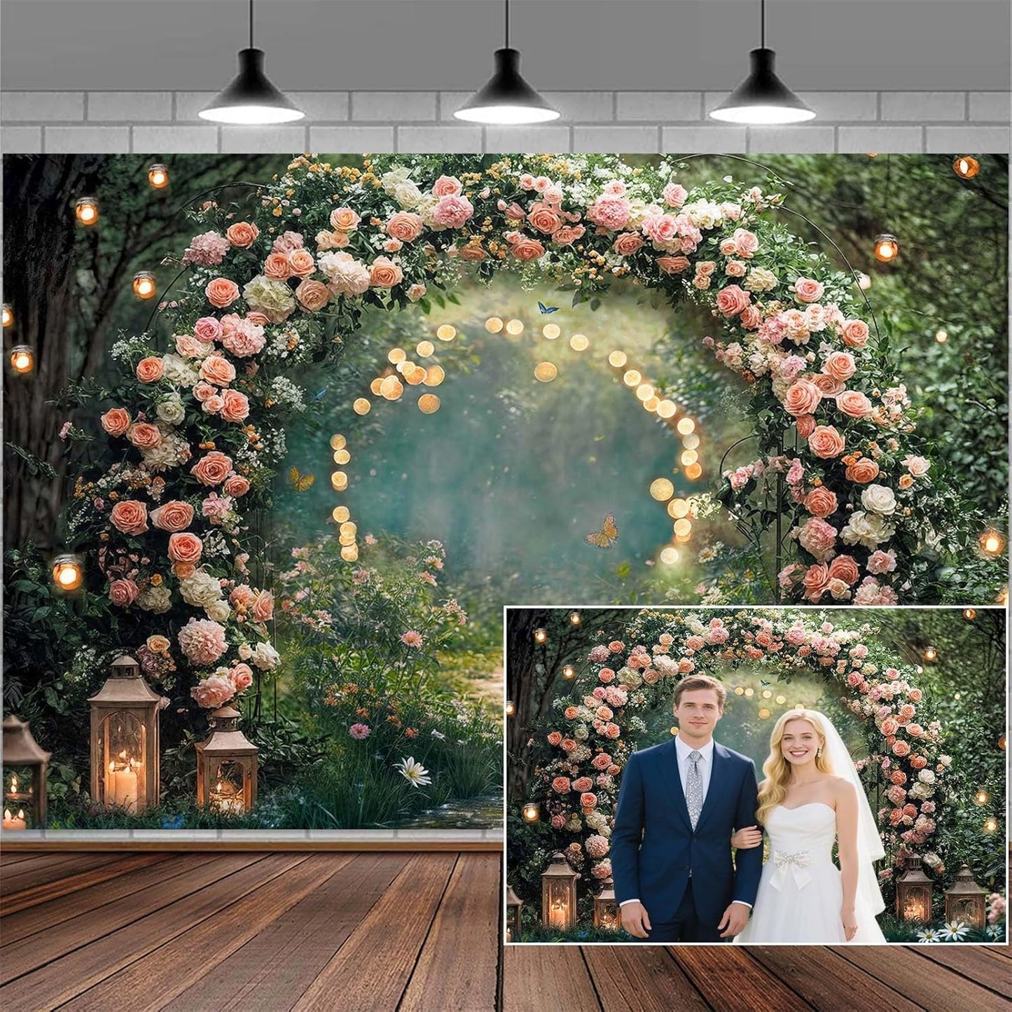 6x4ft Enchanted Forest Wedding Photography Backdrop Wonderland Roses Fairy Tale Backdrop Pink Flower Birthday Newborn Baby Shower Wedding Bridal Party Banner Photo Booth Props Anniversary Background