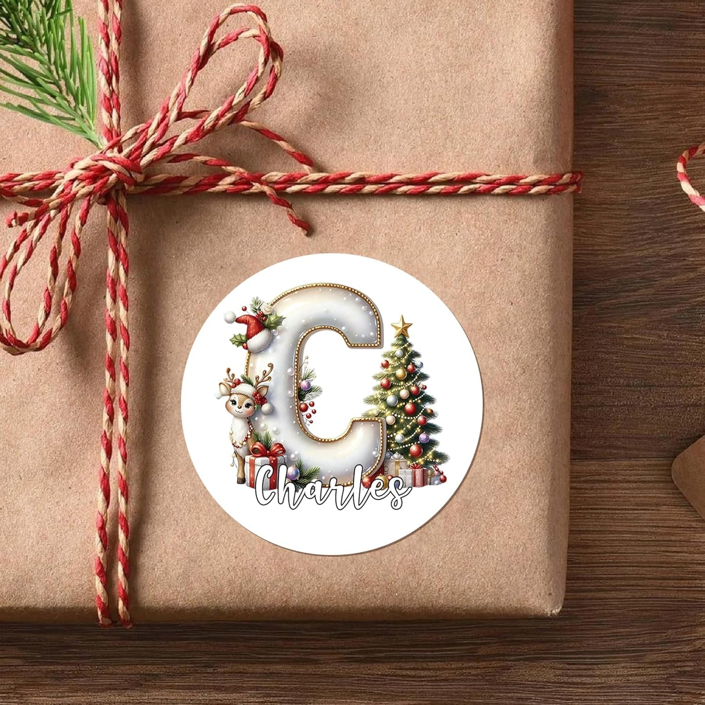 Personalized Christmas Stickers - Custom Name Waterproof Christmas Gift Tags for Gift Box Xmas Holiday Decorations Party Favors - 30 Stickers (Elk)