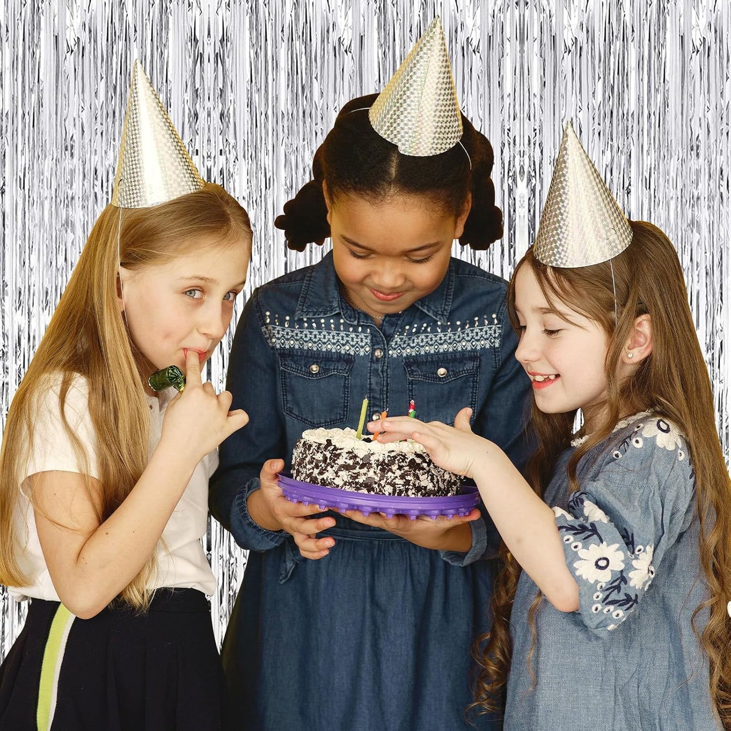 10 Pack Silver Backdrop Curtain 3.2ft x 8.2ft Metallic Tinsel Foil Fringe Curtains Photo Booth Background for Birthday Party Decoration Baby Shower Engagement Wedding Christmas Decoration (Silver)