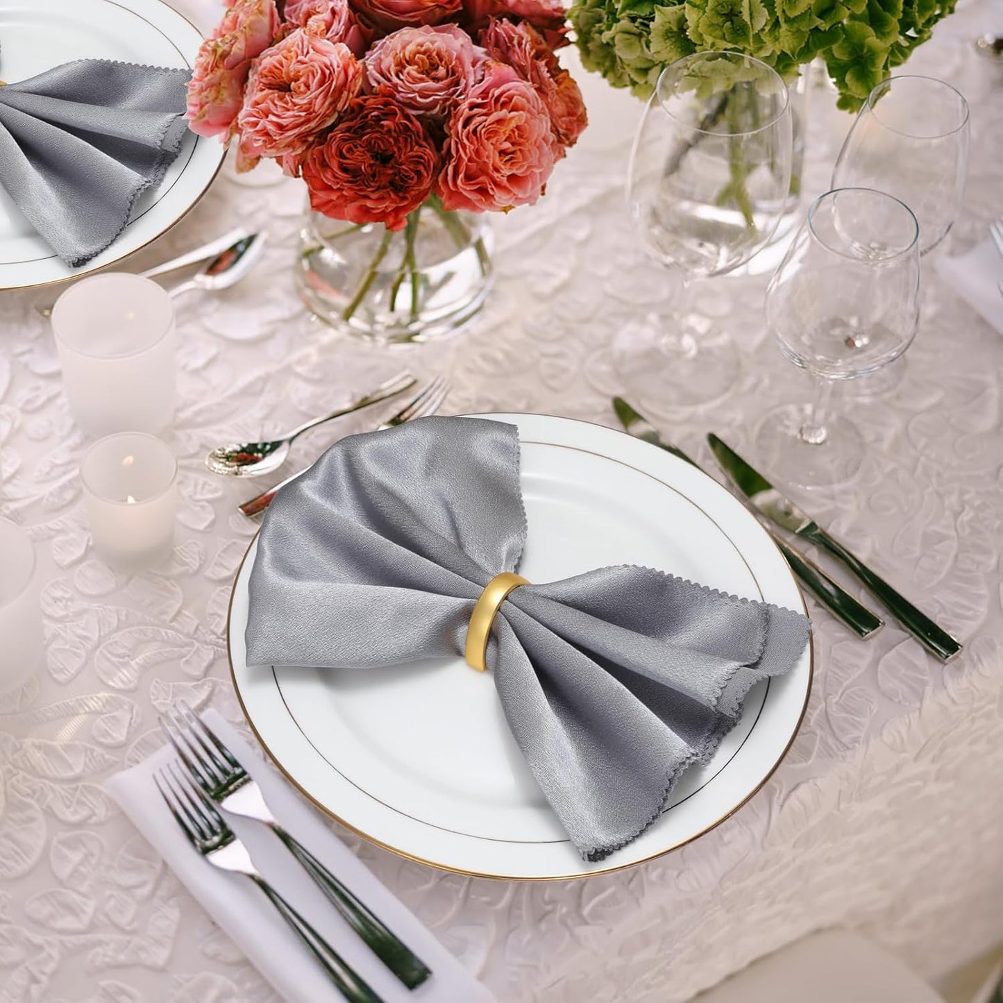 KPOSIYA Napkin Rings Set of 20, Metal Gold Napkin Rings Bulk for Table Settings, D-Shape Napkin Holders Rings for Dinner Table Decor, Easter, Fall,Thanksgiving, Christmas, Party,（Matte Gold，20pcs）