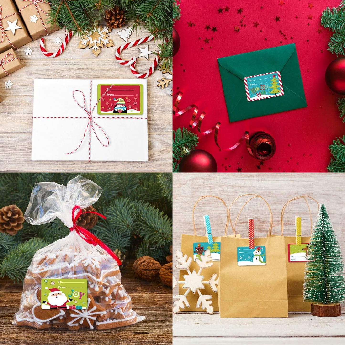 Cerlaza 250pcs Christmas Gift Tags for Holiday Presents Decoration, Santa Christmas Labels Self Adhesive Stickers, Xmas Name Tag Stickers for DIY Presents and Gifts