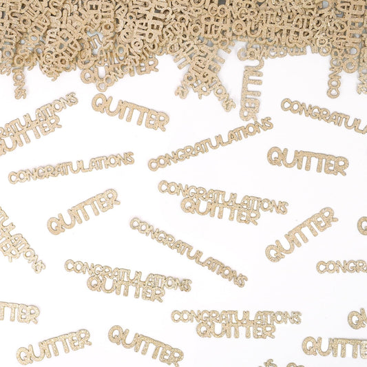 Congratulations Quitter Confetti, Champagne Gold Glitter Retirement Confetti for Table, Graduation Party Table Decor, Funny Retirement Party Table Scatters, Congrats Grad Going Away Party Supplies