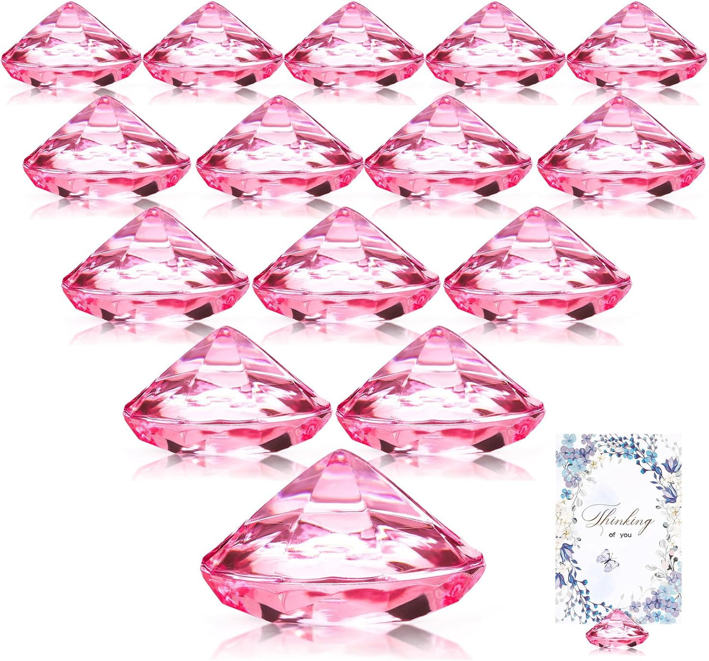 Boao 24 Pack Diamond Place Card Holders Acrylic Table Number Holder Card Stands Crystal Diamond Party Decorations Favor for Weddings Home Table(Pink)