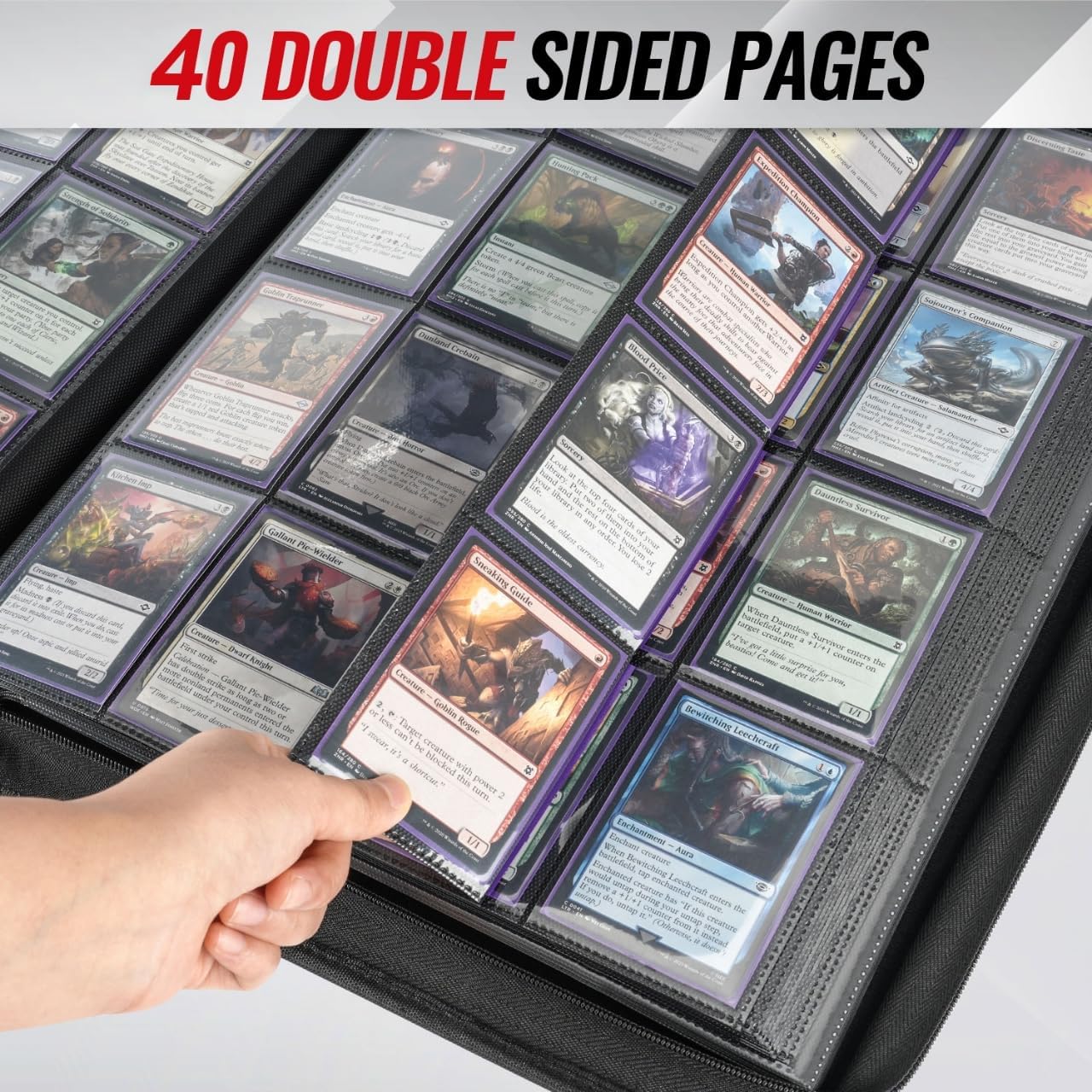 16-Pocket Binder for 1280 Trading Cards, Ringless Album with 40 Double Sided and Side-Loading Pages, Compatible with MTG, Sport Cards and other Standard Collectible Cards