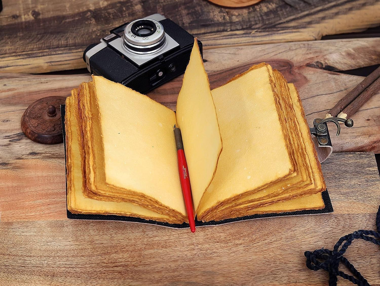 cuero C Book of Spells Leather Journal Deckle Edge Paper Grimoire Printed Journal The Lovers Tarot Notebook Spiral Gothic Notebook Skull lover Antique Vintage Leather Journals for Men and Womens