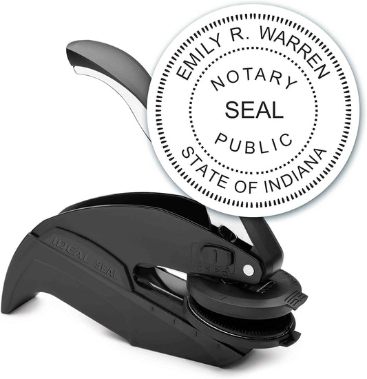MaxMark Notary Seal Round Embosser for Indiana State - Includes Gold Burst Seal Labels (50 Count)