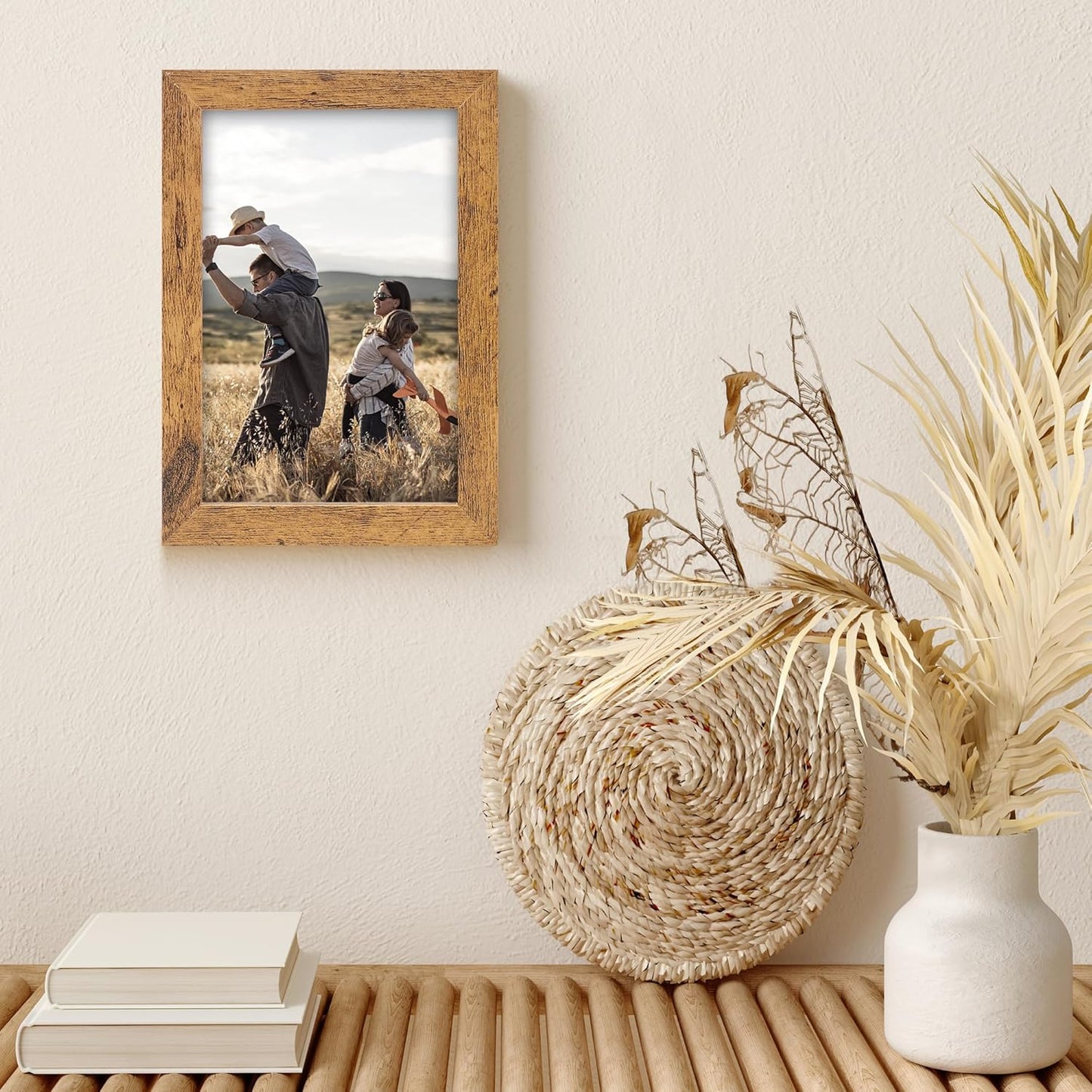 TWING 5x7 Picture Frames Set of 6, Rustic Photo Frames Collage for Wall Decor Mounting or Table Display,Home Decorative Wall Gallery Picture Photo Frame Wood Brown,Walnut