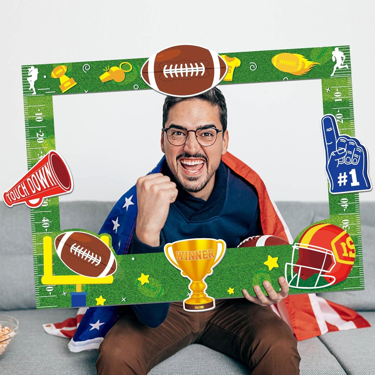 Super Bowl Game Photo Frame Party Supplies Decoration Large Size,Football Sport Game Day Party Supplies